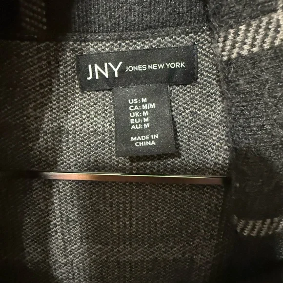 Gray Plaid Button-Up Sweater - Picture 4 of 5